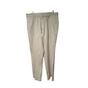 Joseph Abboud Mens Tan Herringbone Cotton Flat Front Dress Pants 36x32 hem 30(L)